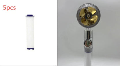 360° Rotating Shower Head with Built-In Fan - Premium ABS Plastic Construction, Water-Saving High-Pressure Spray