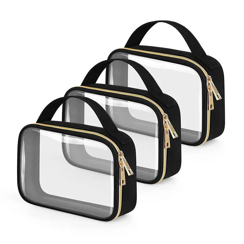 Transparent PVC lipstick storage bag with detachable chain showing 7.85-inch dimensions