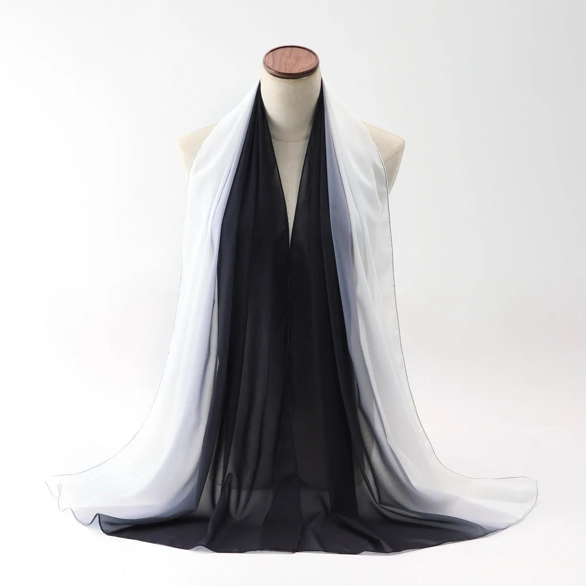 Long chiffon scarf for women in various colours, showing lightweight fabric and 175cm length
