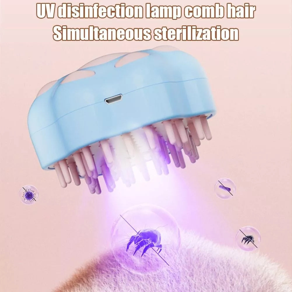 Electric cat dog spray comb with UV light and steam cleaning function