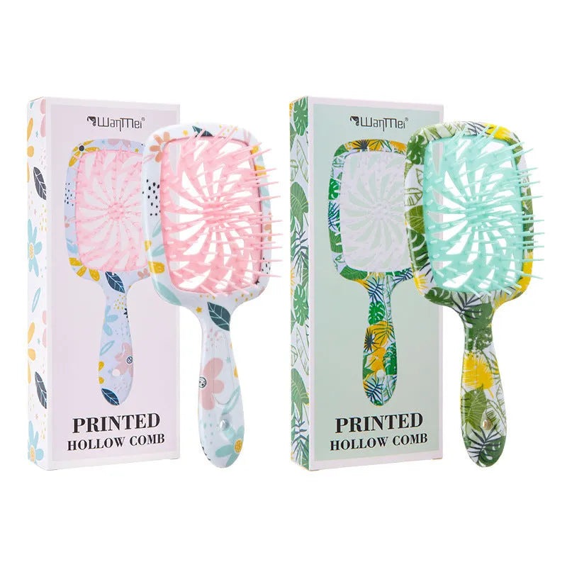Hollow Massage Comb for Wet and Dry Hair Use, ABS TPU Water Sticker Material, Over 20cm Length, Available in Pink or Green, Boxed