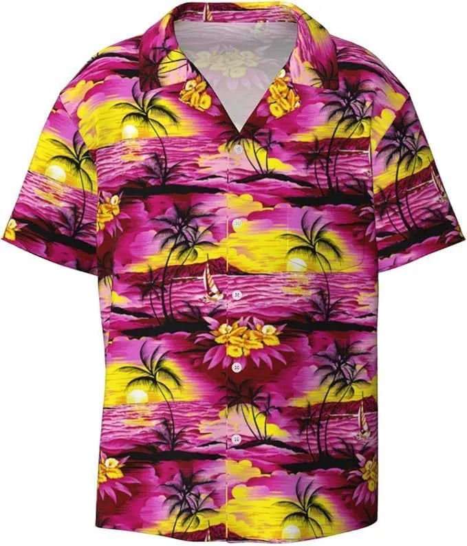 Men's slim fit short sleeve casual shirt with cardigan style and camouflage pattern