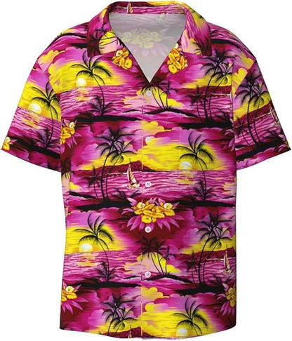 Men's slim fit short sleeve casual shirt with cardigan style and camouflage pattern