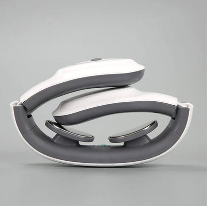 White folding electric pulse massager for shoulders and neck with heated function and USB charging port