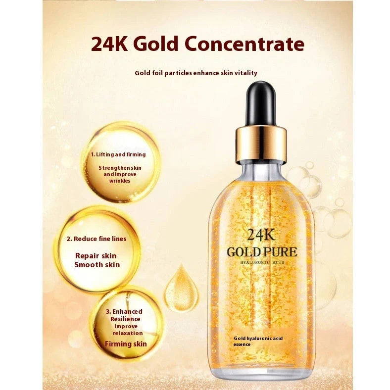 24K nicotinamide facial essence bottle with hyaluronic acid and ginseng extract, 100g content