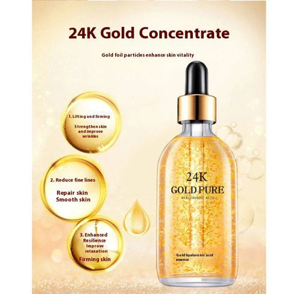 24K nicotinamide facial essence bottle with hyaluronic acid and ginseng extract, 100g content