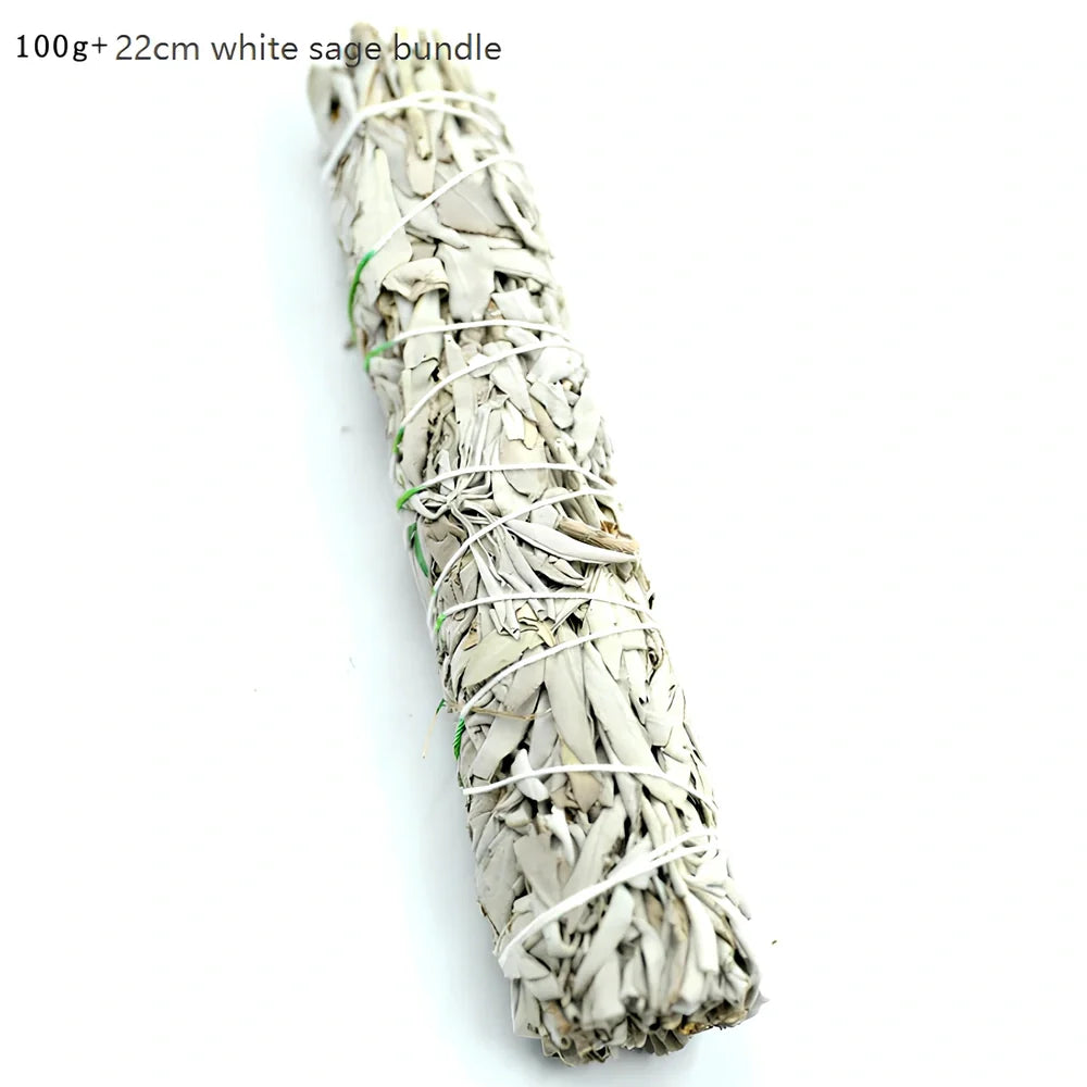 Natural white sage bundle measuring 18cm long with 3.5cm diameter for space purification