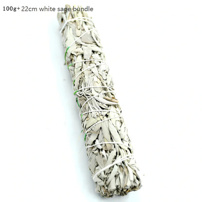 Natural white sage bundle measuring 18cm long with 3.5cm diameter for space purification