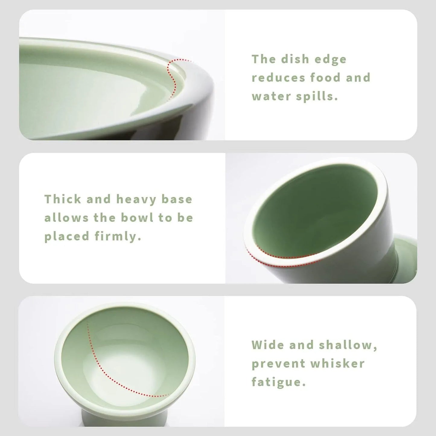 16cm extra wide elevated lead-free ceramic cat bowl for food and water