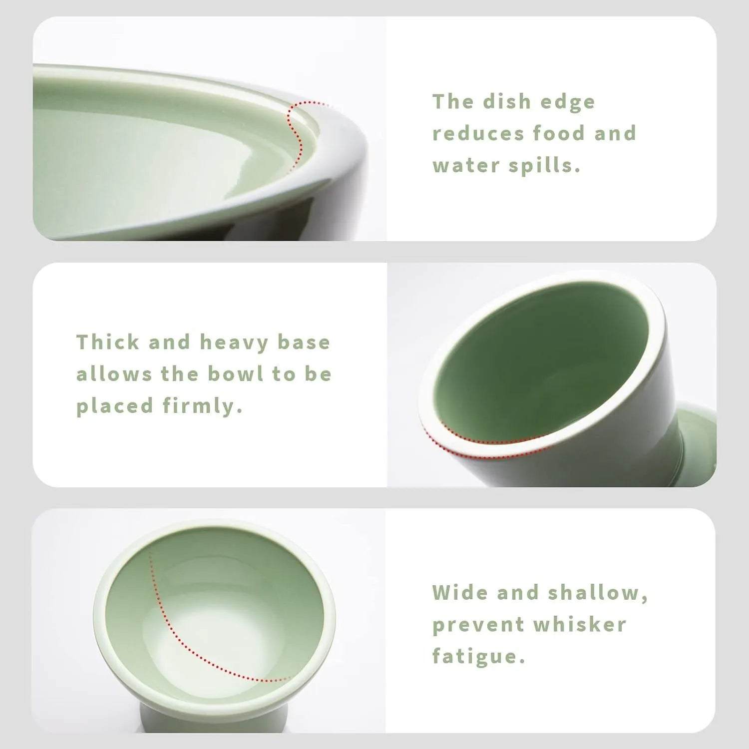 16cm extra wide elevated lead-free ceramic cat bowl for food and water
