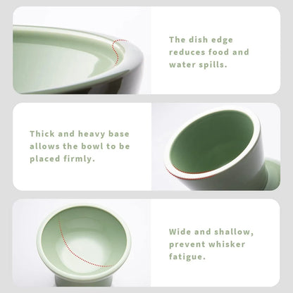 16cm extra wide elevated lead-free ceramic cat bowl for food and water