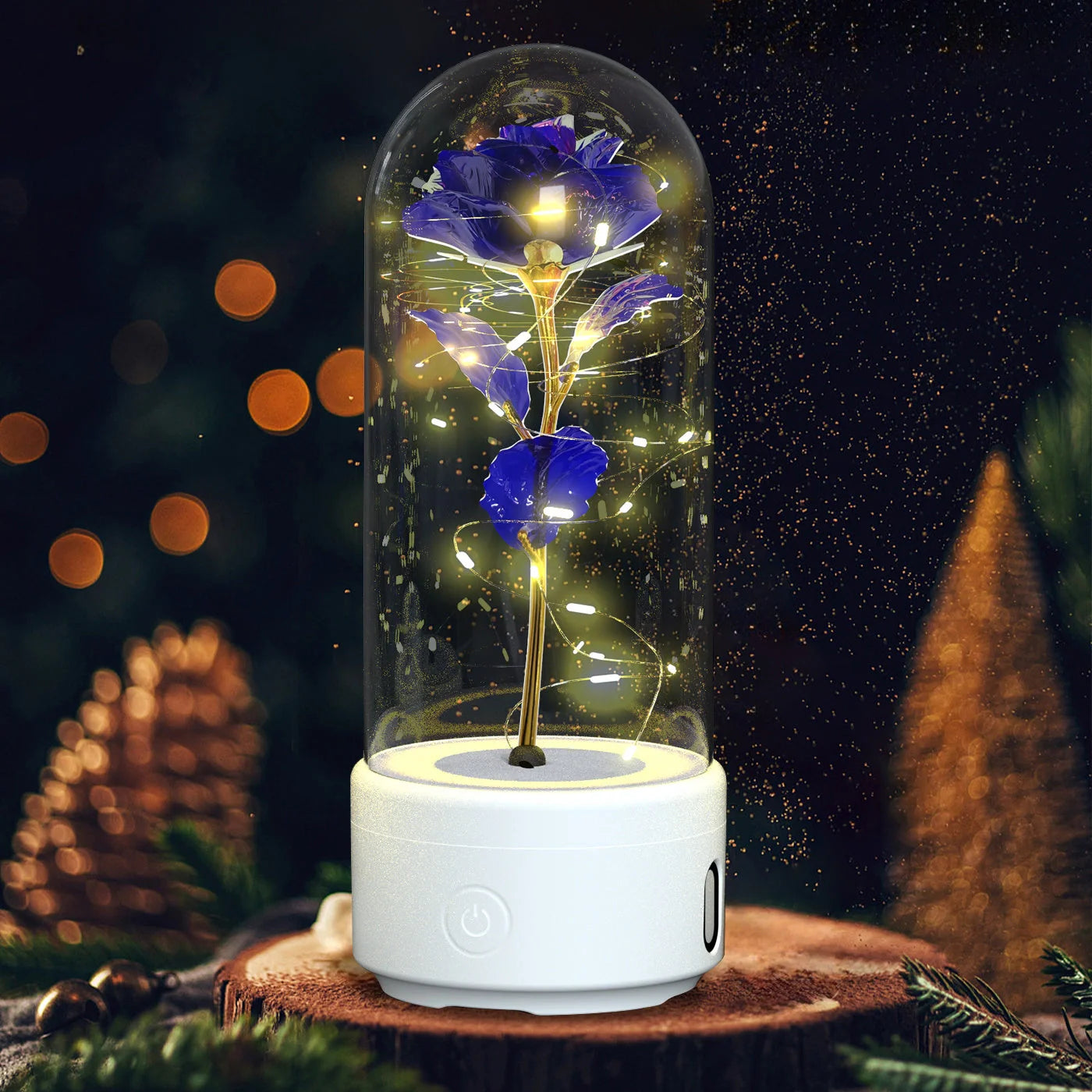 Elegant rose-themed LED light and Bluetooth speaker for romantic ambience and immersive audio experiences