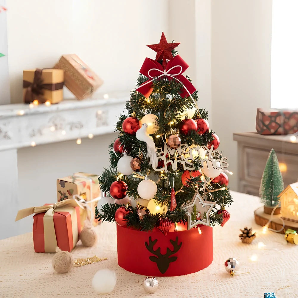 Red and white desktop Christmas tree in 45cm and 60cm sizes with PVC branches