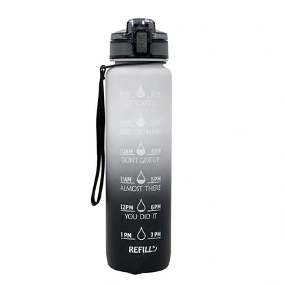 1000ml gradient plastic sports water bottle in blue-green, 29.5cm height, food grade with secure lid for hydration