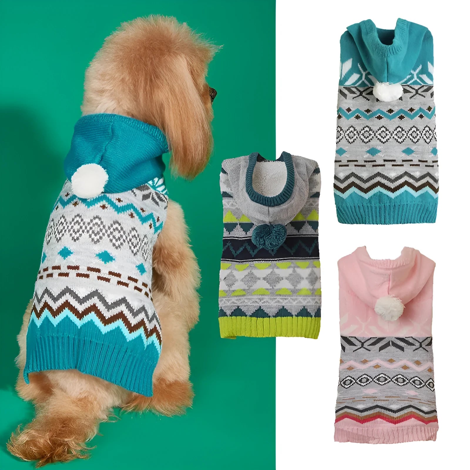 Classic diamond pattern pet sweater for dogs in blue colour