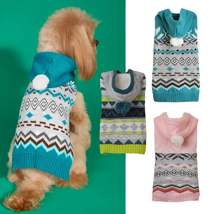 Classic diamond pattern pet sweater for dogs in blue colour
