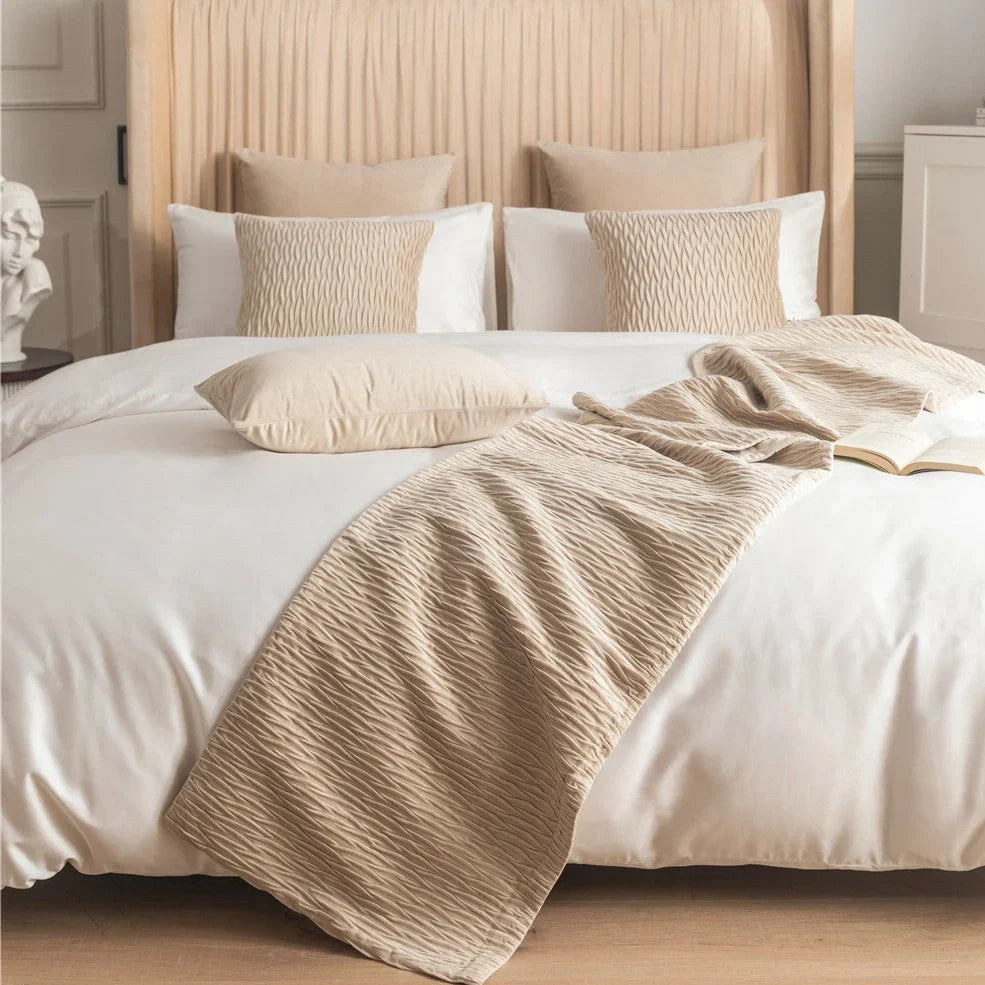 Pure cotton bed flag with texture pillow cover in various colours and UK bed sizes