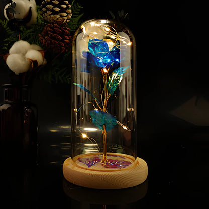 Little Prince Rose Glass Cover with 20cm diameter dome protecting plastic flower arrangement