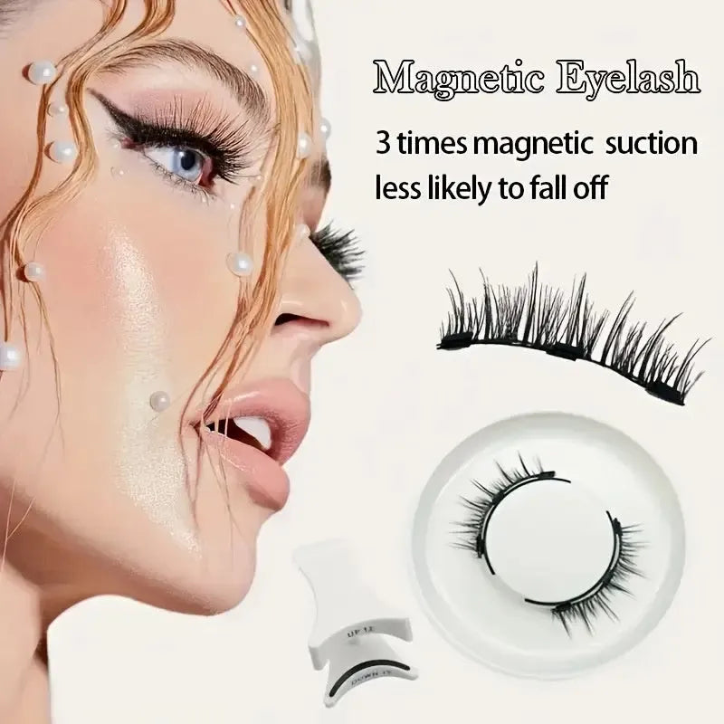 Magnetic suction false eyelashes with integrated soap holder, glue-free artificial fibre, 50g set, 75x75x25mm