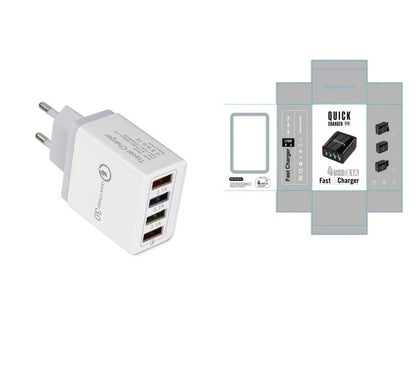 Powerful 4-Port USB Wall Charger with Quick Charge 3.0 for Phones and Tablets