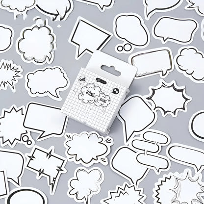Momo Original boxed stickers with black and white bubbles design, 45 pieces for DIY craft.