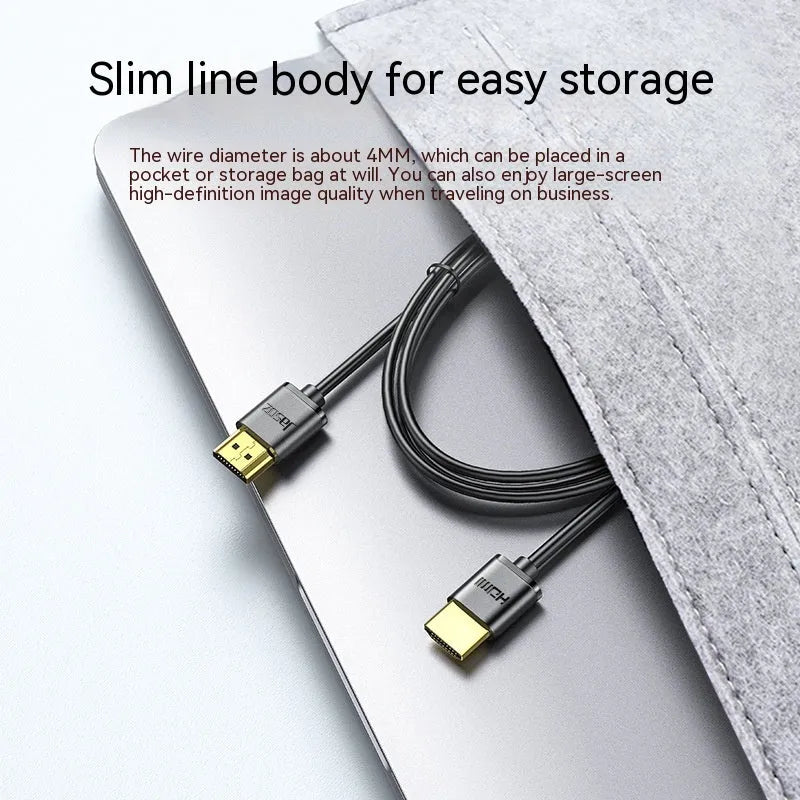 HDMI cable with gold-plated connectors and thin flexible black cable available in multiple lengths