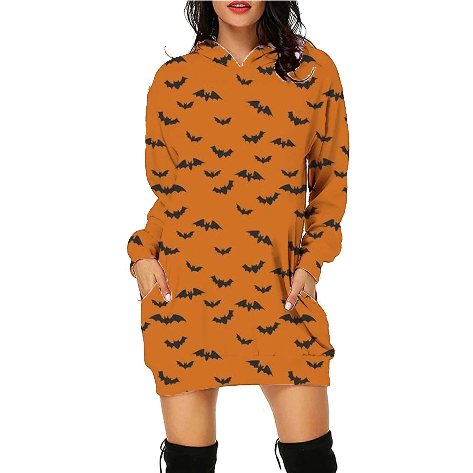 Women's cozy pullover hoodie with bold Halloween-themed print, available in multiple vibrant color options