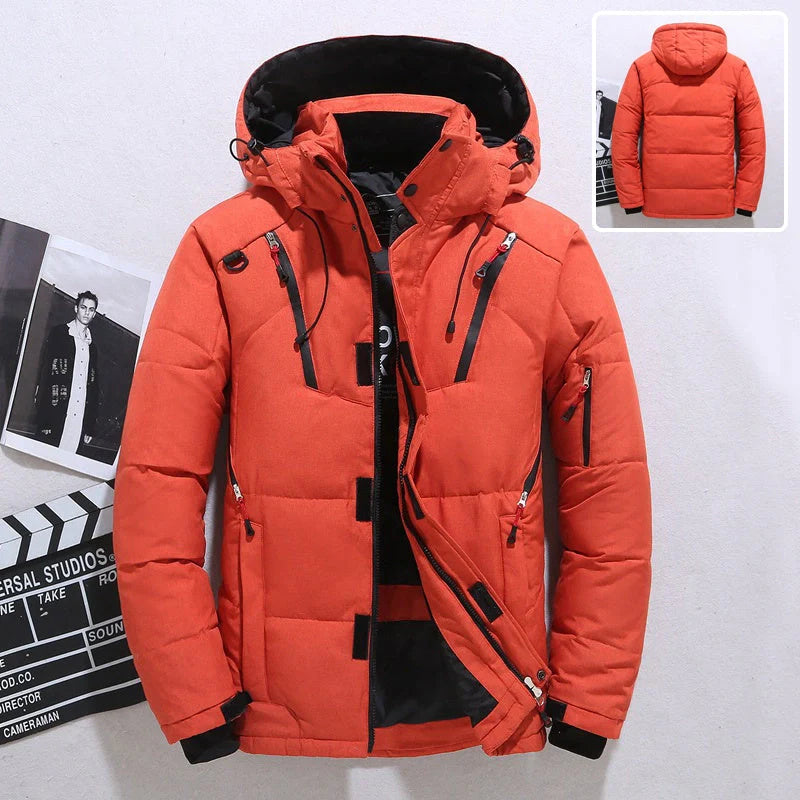 Men's windproof hooded jacket for outdoor sports, available in multiple colours
