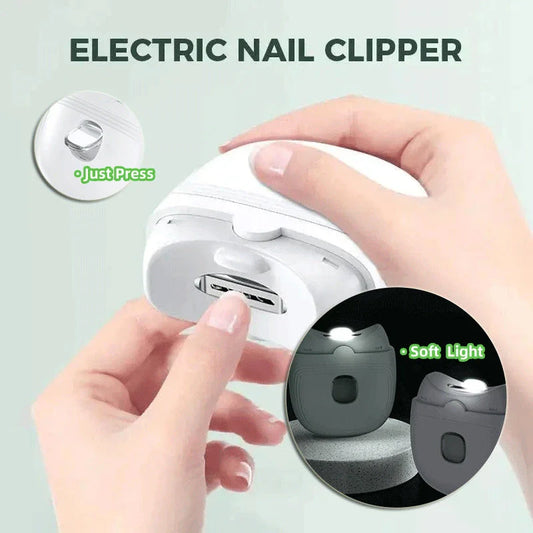 Rechargeable electric nail scissors with built-in LED light for effortless, mess-free nail trimming and shaping