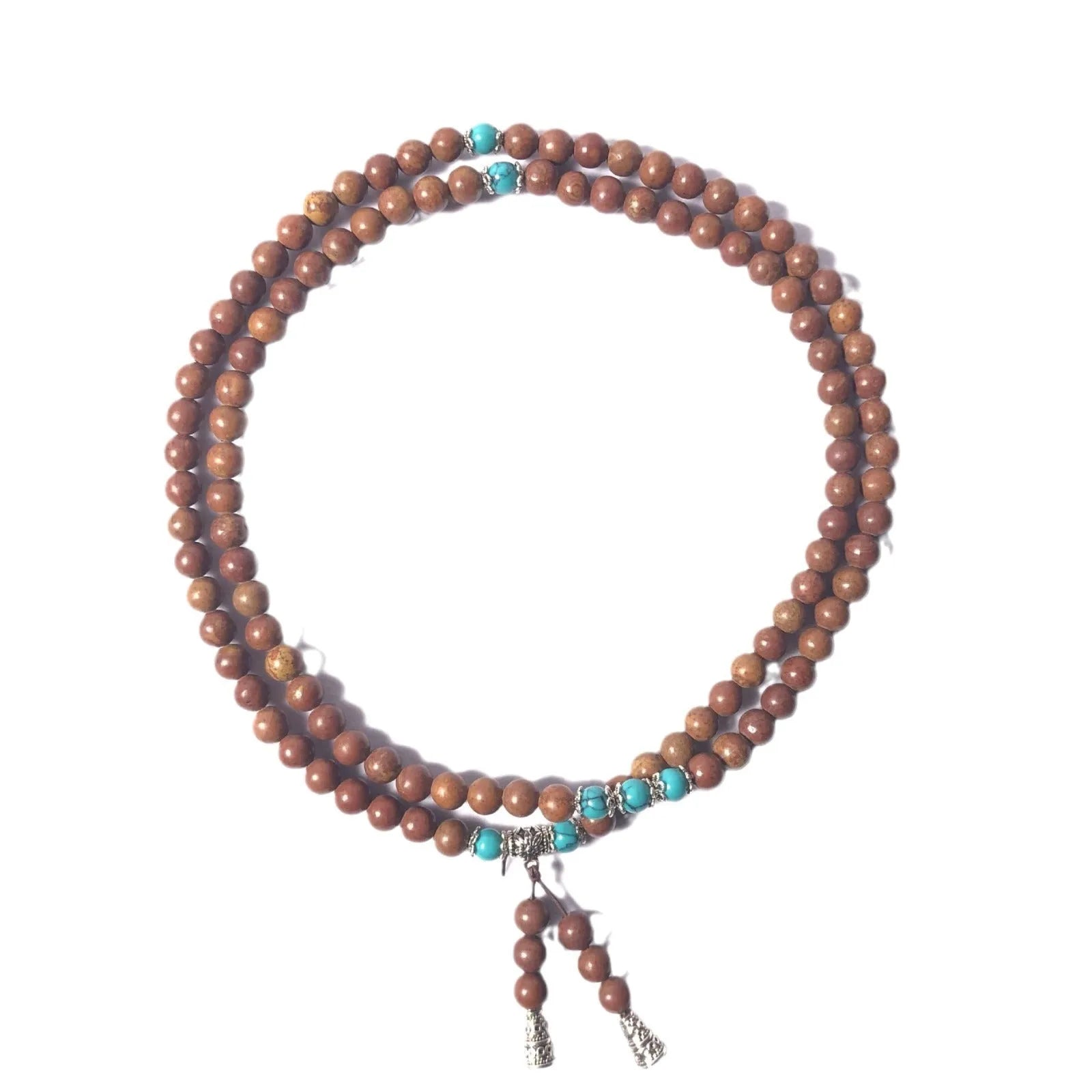 Handmade geometric stone bead bracelet with 108 Lvzhu hand-polished beads