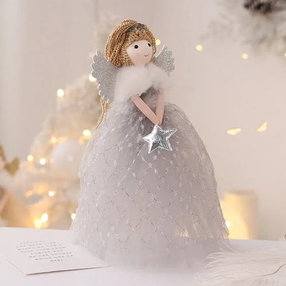 Non-woven fabric angel doll ornament measuring 26x15cm in gold colour