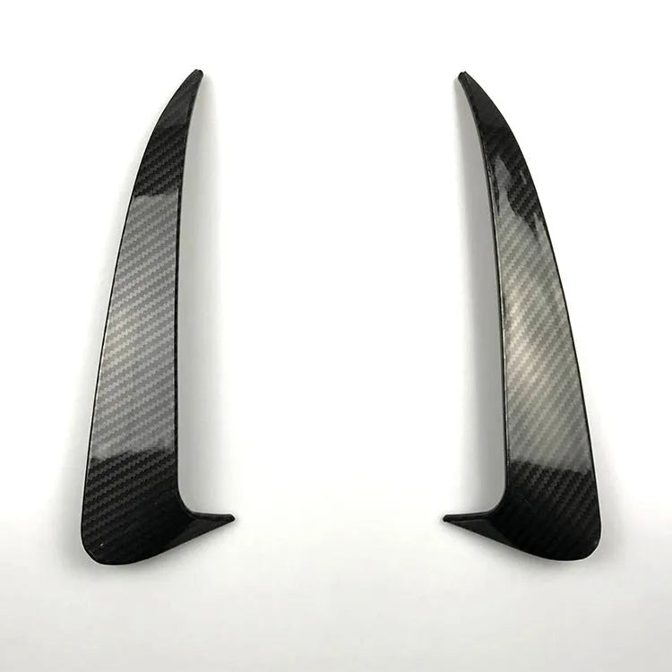 Rear wind blade ABS bumper sticker in piano black or carbon fibre pattern, 250 measurement, one set