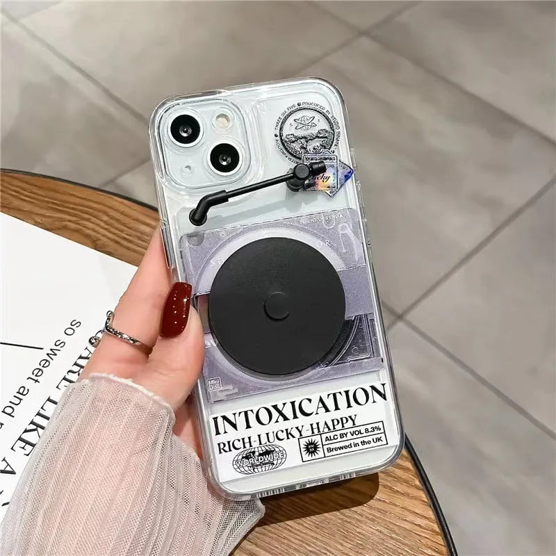 Vinyl radio iPhone case in TPU silicone with two random records and shockproof anti-fingerprint functions