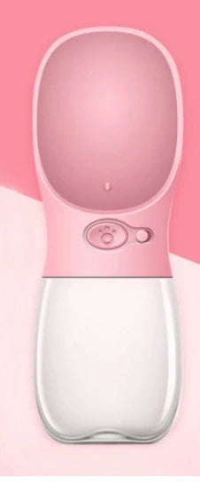Traveling Out Portable Dog Water and Food Dispenser in pink, green, blue, and gray