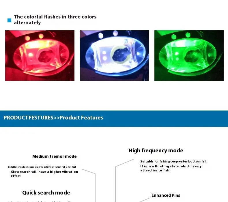 Blue and red Metal Vib electronic fishing lure with luminous metal finish