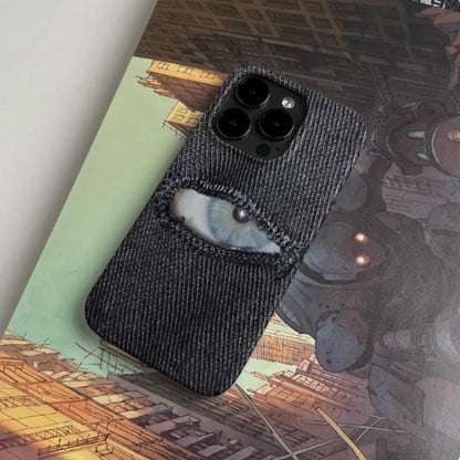 Anime eye art mobile phone case in glossy or frosted hard shell for iPhone and Vivo X100, with large holes for buttons and lenses.