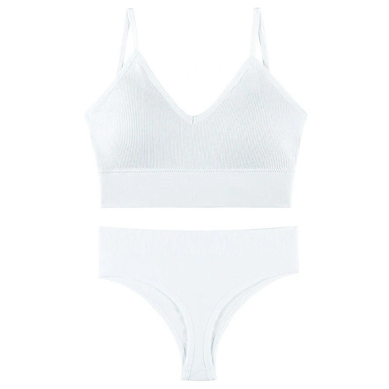Women's Wireless Push-up Bra Set with French Triangle Cup in various colors and sizes