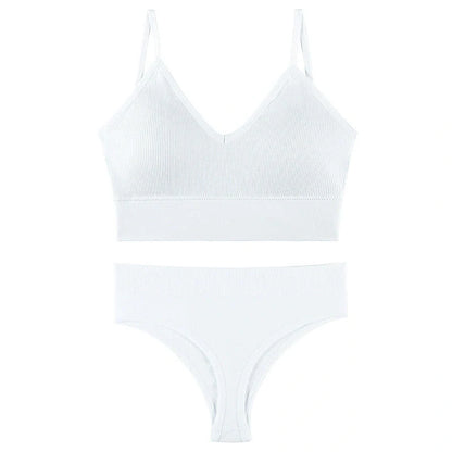 Women's Wireless Push-up Bra Set with French Triangle Cup in various colors and sizes