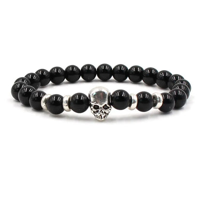 8mm natural white turquoise agate stone unisex stretch bracelet with geometric beads
