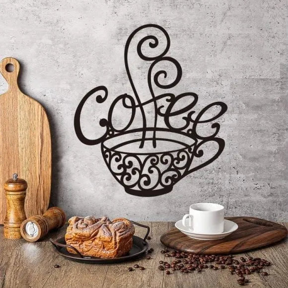 Black wrought iron English letters silhouette wall decoration measuring 26x28cm with 0.1cm thickness