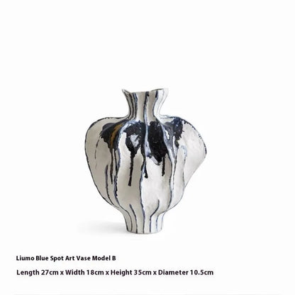 Moban celadon handmade ceramic vase with glass surface in blue and white sanitary ware colour