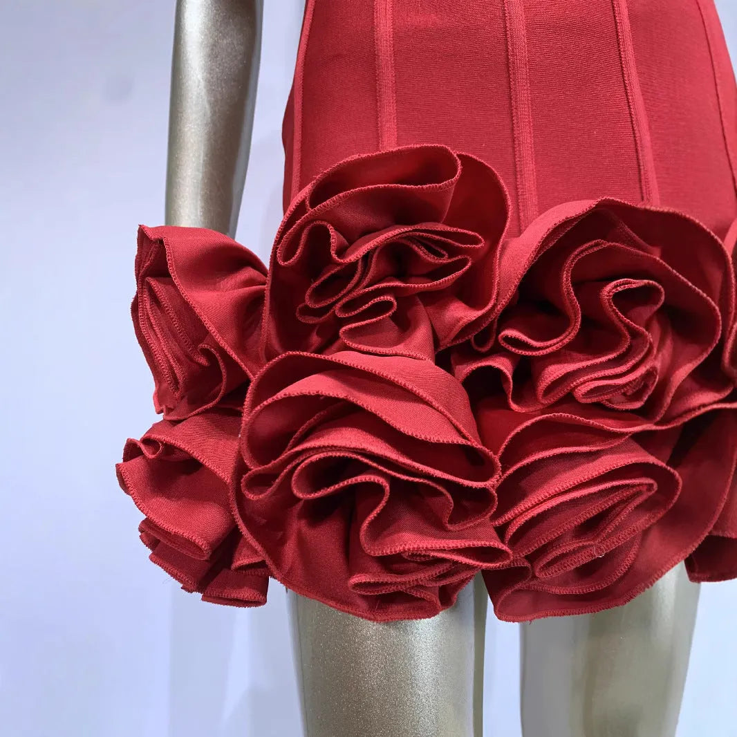 Women's solid colour mid waist polyester dress in red, white and black colour options
