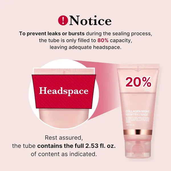 Collagen night face mask 75ml bottle with application brush for firming and anti-wrinkle treatment