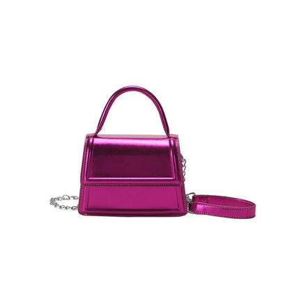 Retro horizontal square PU crossbody bag in multiple colours with sewn detail.