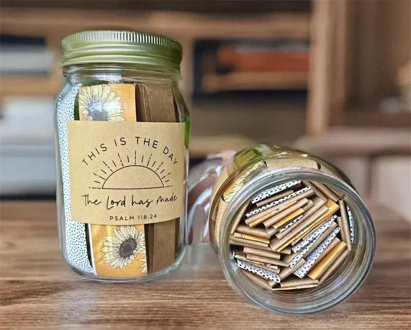 Handmade Bible Verses Jar with 67 color-coded verses for emotional support