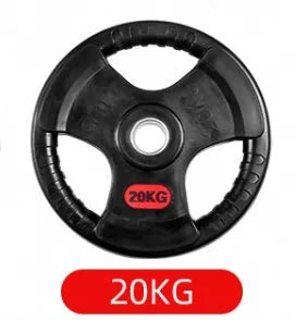 Three-hole rubber bag for gym weightlifting barbell, cast iron construction with rubber coating