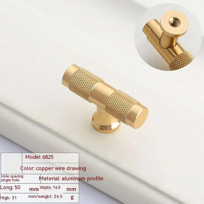 Modern brushed brass aluminium alloy furniture handle with European-style design