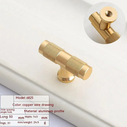 Modern brushed brass aluminium alloy furniture handle with European-style design