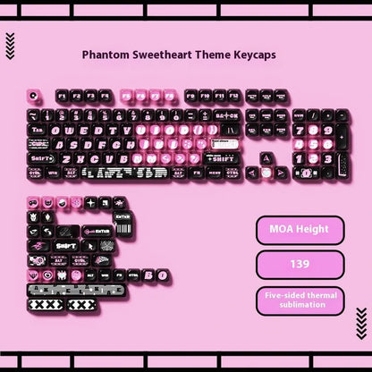 Sublimation-printed cartoon keycaps full set for mechanical keyboards with colourful pig party theme design
