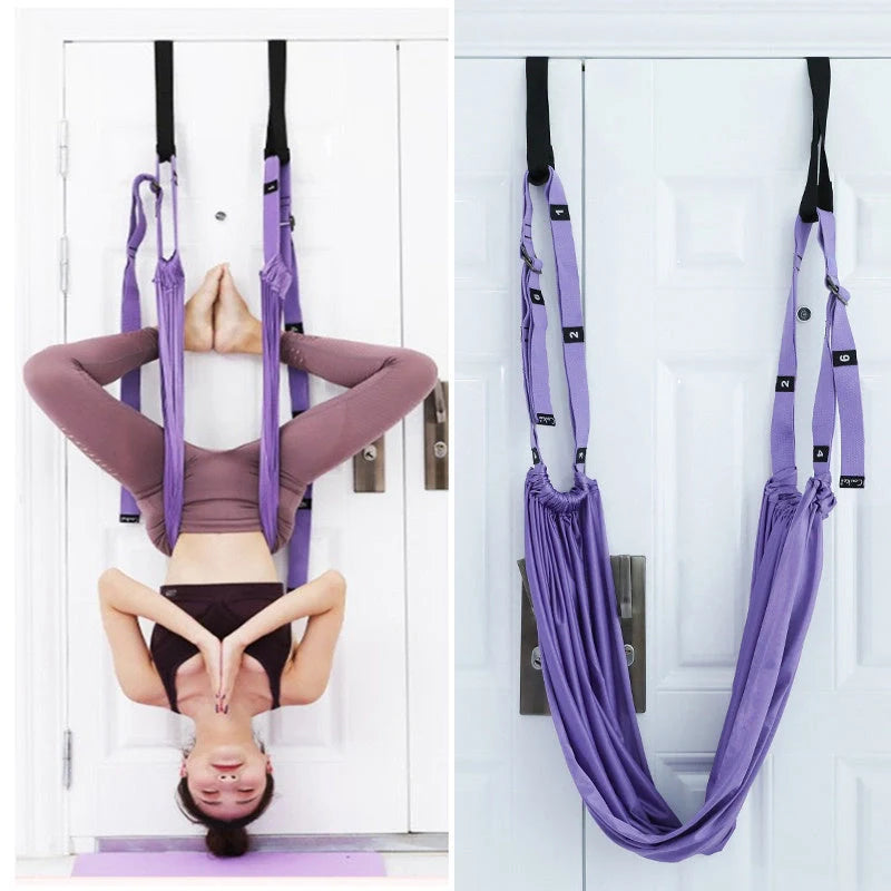 Premium silky yoga stretch belt for hip and waist training, adjustable and portable
